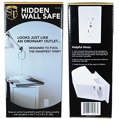 Coffre-fort pour prise murale ranger clefs argent de facon cachee