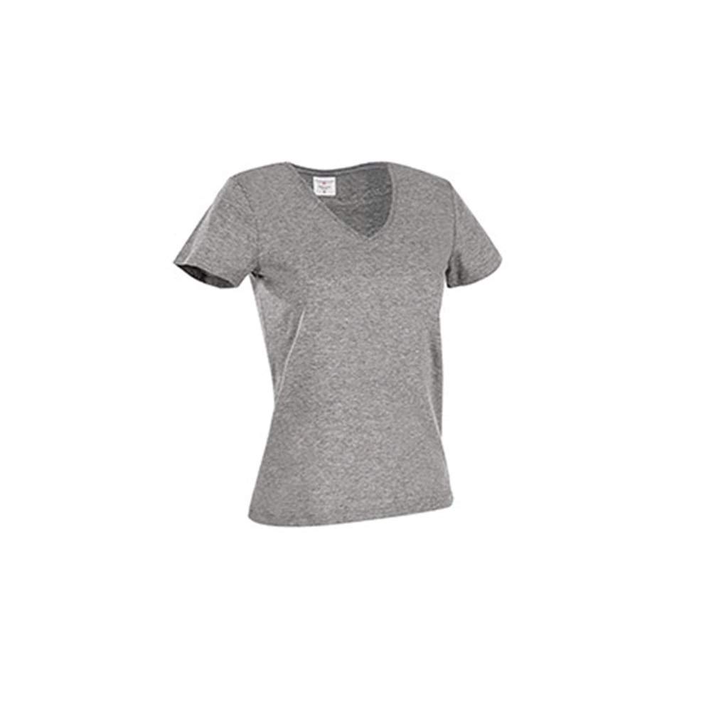 Stedman Apparel Women's Classic-T V-Neck/ST2700 Regular Fit Short Sleeve T-Shirt, Grey Heather, Size 10 (Manufacturer Size:Small)