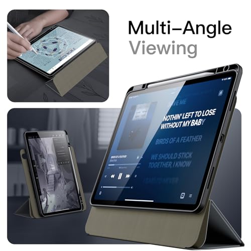 Image of JETech Magnetic Detachable Cover Case for iPad Air 13-Inch M4 /M3 /M2 (2026 /2025 /2024) with Pencil Holder, Removable Rotating Clear Cover, Portrait /Landscape Stand (Space Gray)