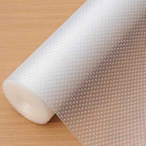 Hersvin 50cmx600cm Plastico Protector para Cocina Cajones, Alfombras Non Adhesivo para Nevera Mueble Fregadero Estante Organizador Cubiertos EVA Cubre Encimera(Transparente Punto)
