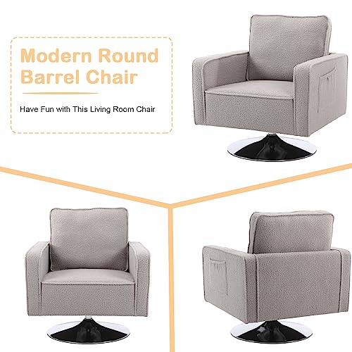 Pvillez Modern Swivel Accent Chair, Comfy Armchair W/Silver Base And Open Back, 360 Degree Swivel Armchair Club Chair Leisure Arm Chair For Nursery Bedroom Living Room Home Office #TOP2