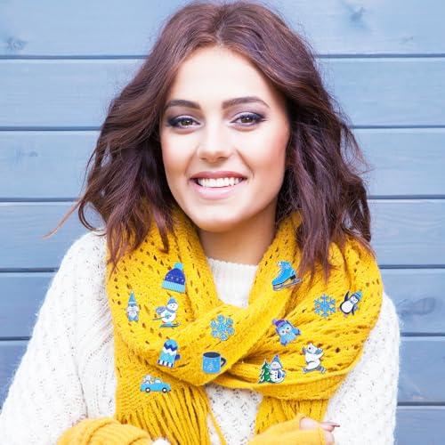 Image of Giegxin 40 Pcs Winter Pins Bulk Snowflake Snowman Blue and White Brooch Holiday Lapel Pin Polar Bear Penguin Jewelry for Backpack Clothes Bags Accessories Gifts