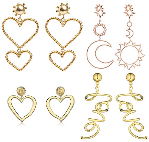 CutieJewelry Star Moon Sun Earrings Drop Dangle Rhinestone Vintage Style Boho Punk Earrings for Women Jewelry Earrings (Style #1)