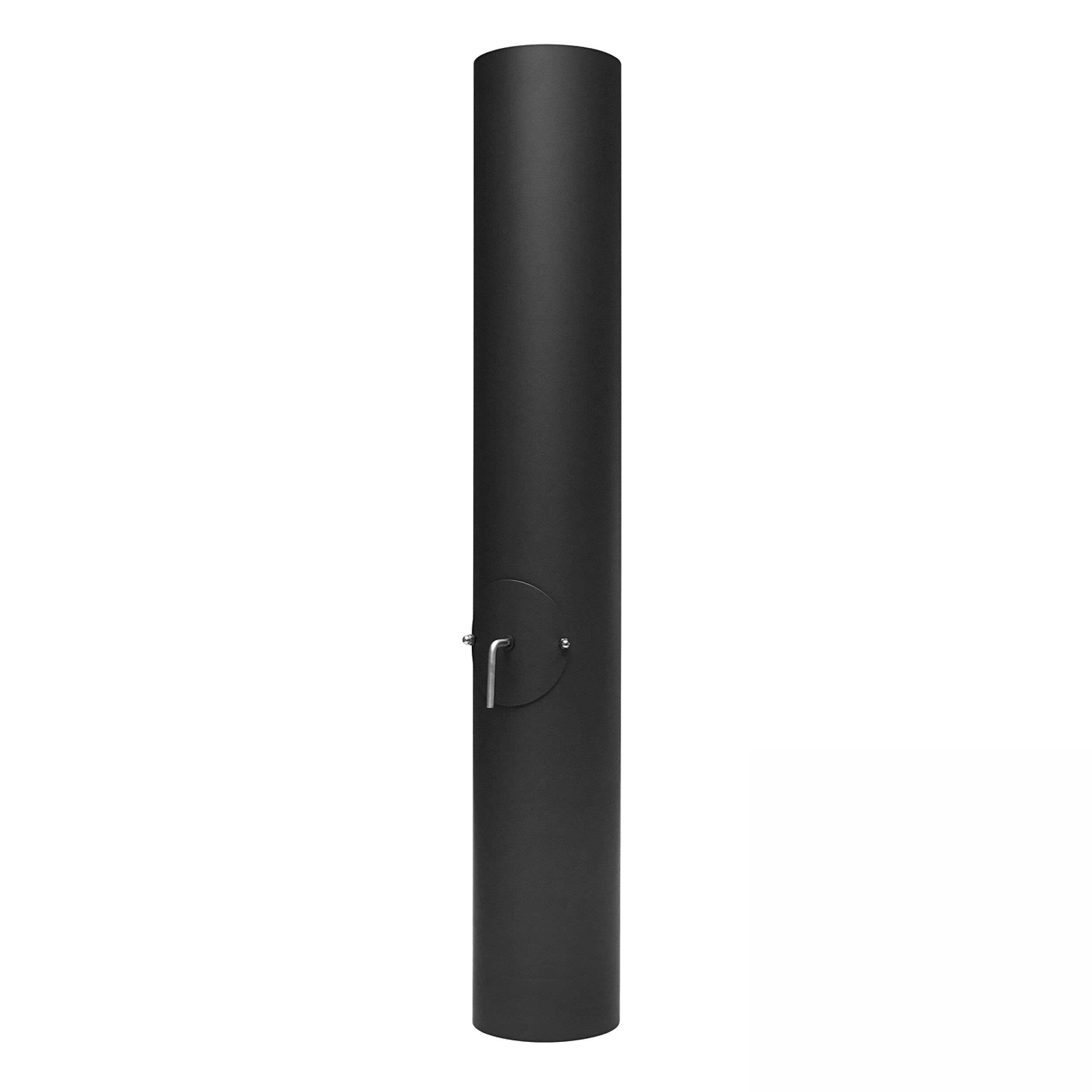 raik Rauchrohr/Ofenrohr mit Zugregulierung, Tür und Kondensatring Durchmesser 150 mm 1000 mm Länge Stahlblech Schwarz SH105-150-sw