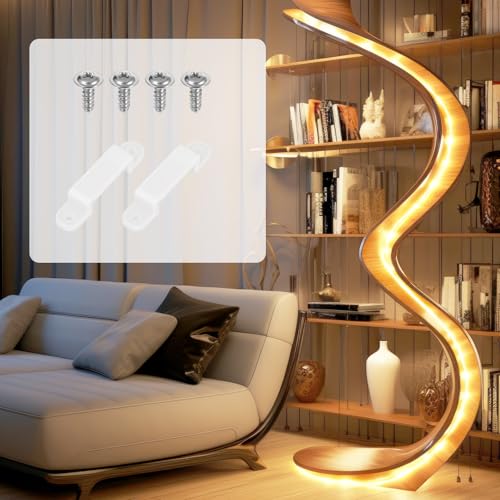 Image of 50 Pack Strip Light Mounting Brackets, Led Strip Light Holder, LED Clear Clips Outdoor Fixed Clips LED Tape Clamp, Waterproof Double Side Fixing, for 14 mm Wide IP67 /68 Strip Lights with 100 Screws
