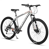 【AVASTA】AV300マウンテンバイク 26インチMTB 通勤通学自転車 高校生 大学生 オフオンロード 軽量アルミフレーム シマノ21段変速 フロントサスペンション 前後ディスクブレーキ 灰色グレー