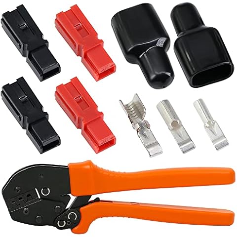 Nachlesy 15 A 30 A 45 A Connectors and Crimping Plier, Power Poles Sockets Plugs, Electrical Quick Connect Battery Contacts Fit 10-20 AWG, with 24 Pcs Protective Boots for RV Vehicle Cover