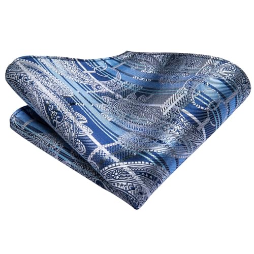Image of Dubulle Mens Paisley Floral Silk Tie for Men Striped Necktie and Pocket Square Cufflinks Set Wedding Business