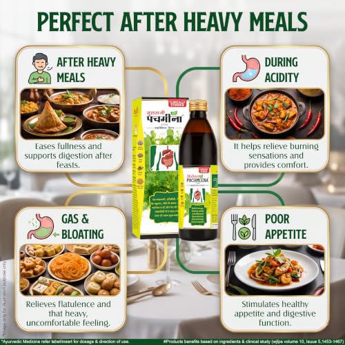 Image of Multani Pachmeena Tonik Digestive Syrup |Ayurvedic Products For Better Digestion | Relief From Gas, Bloating, Abdominal Discomfort | Usefull In Improving Appetite | 300 Ml (Pack of 2)