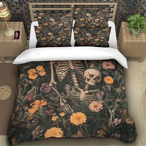 Housse de couette skateur squelette king 220x240 parure de lit microfibre
