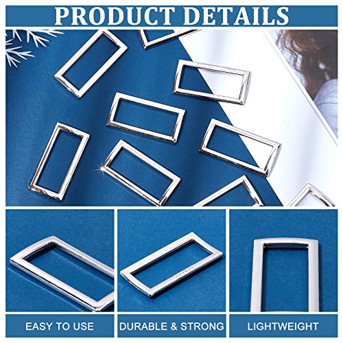 Image of GORGECRAFT 1 Box 20Pcs Metal Flat Rectangle Rings 30mm Inner Length Heavy Duty Silver Alloy Buckle Loop for Luggage Bag Backpacks Wallets Belt Garment Strap DIY Sewing Crafts Decoration Accessories