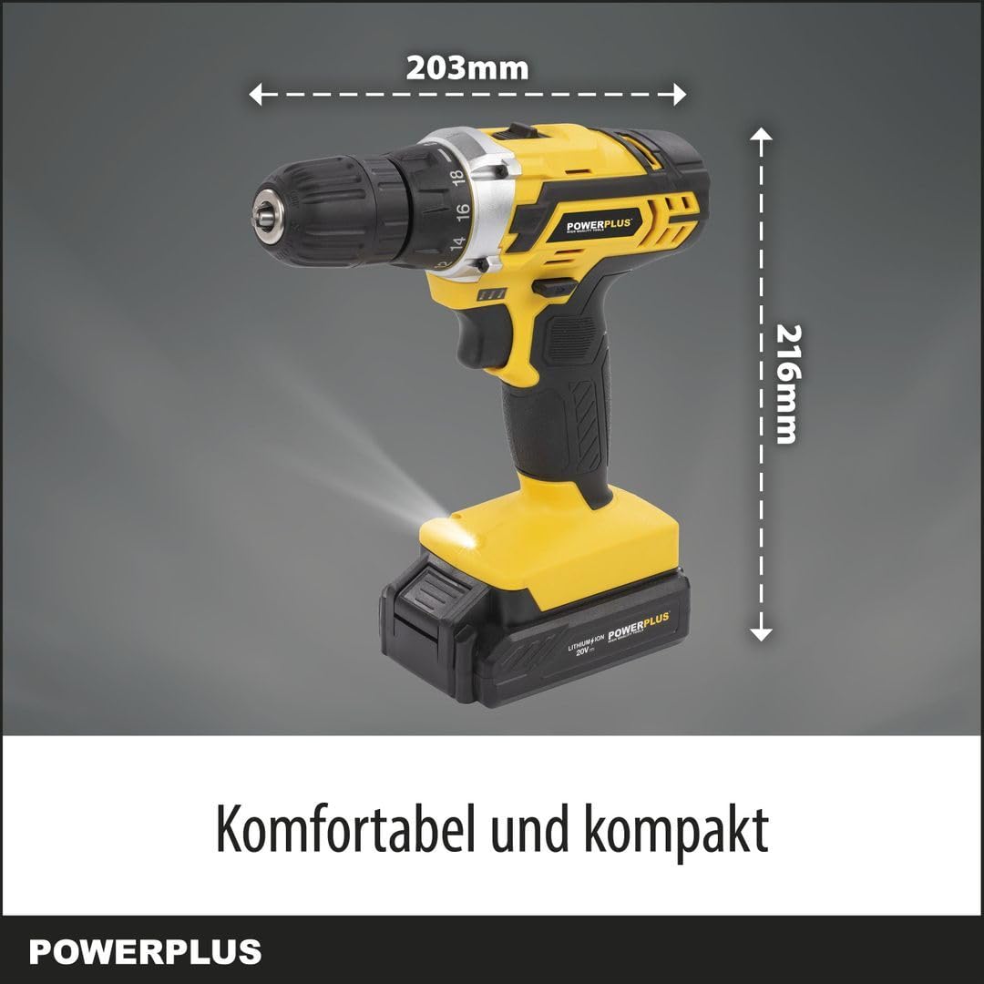 20 V 1300 mAh akumulatorowa wiertarko-wkrętarka z 3 bateriami