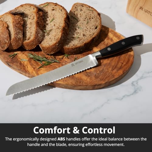 Image of Yatoshi 15 Piece Black Knife Block Set - Pro Kitchen Knife Set Ultra Sharp High Carbon Stainless Steel with Ergonomic Handle