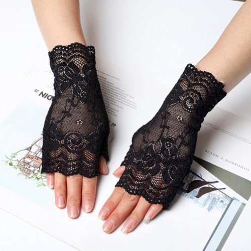 Women Short Lace Gloves Sunblock Fingerless Bridal Wrist Gloves Opera Evening Wedding Tea Party Prom Cosplay2