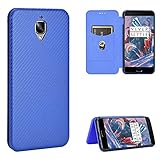 for OnePlus 3/3T Flip Case, Carbon Fiber PU + TPU Hybrid Case Shockproof Wallet Case Cover with Strap,Kickstand