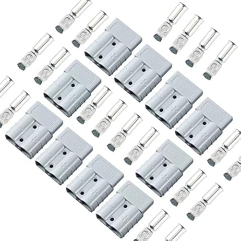 50 Amp 6Gauge Battery Quick Connector 12-36V Battery Quick Disconnect Wire Harness Plug Kit Battery Quick Connector Disconnect Plug for Motor Winch Trailer (Grey, 6AWG) Cover