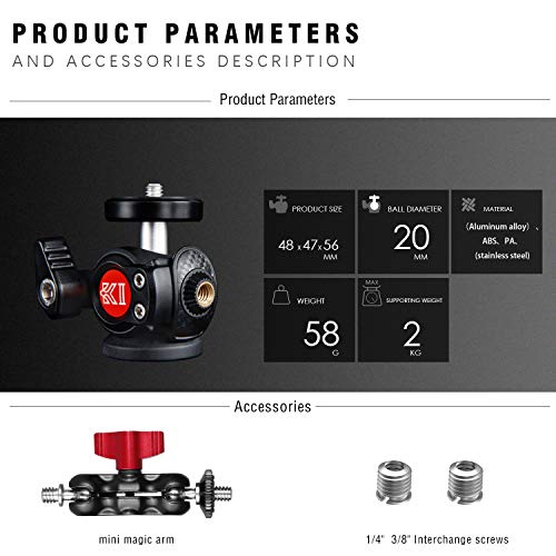 Lammcou Mini Tripod Ballhead 360 Degree Rotatable Tripod Head with Dual Kugelkopf Mini Magic Arm & Screw Coverter for DSLR Cameras Tripods Monopods Rig Vlogging Live Streaming Accessories