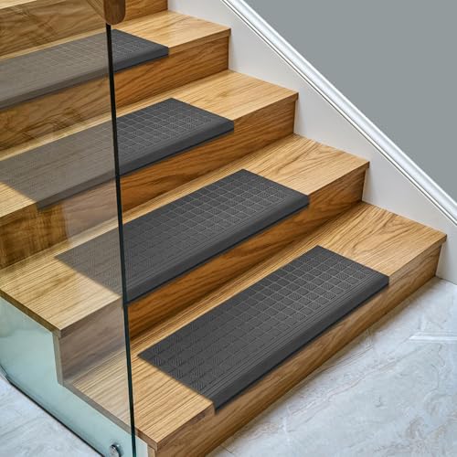 Ottomanson Outdoor Bullnose Stair Treads – Grid Heavy-Duty Non Slip