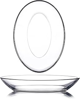 NUTRIUPS 2 Pack Small Tempered Glass Serving Plates, 7.7 x 5.5inch Oval Glass Dinner Plates, Small Salad Plates Set of 2, Glass Side Dishes, Mini Serving Trays