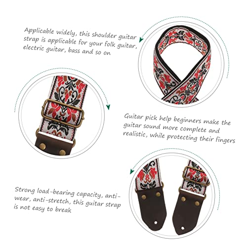 ibasenice 2 Ensembles Brodé Sangle De Guitare Guitare Ceinture Pour Cadeau Tissé Guitare Rétro Cadeaux Rétro Guitare Sangles Guitare Bretelles Basse Sangle Véritable Cuir Ukulélé Blanc - Les Beatles, Paul McCartney, John Lennon, RIngo Starr, George Harrison ibasenice 2 Ensembles Brodé Sangle De Guitare Guitare Ceinture Pour Cadeau Tissé Guitare Rétro Cadeaux Rétro Guitare Sangles Guitare Bretelles Basse Sangle Véritable Cuir Ukulélé Blanc – Image 3
