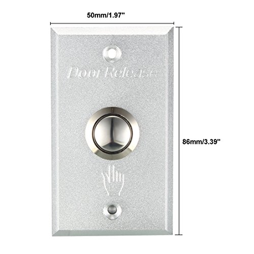 Sourcingmap NO Push Exit Release Button Switch Panel for Door Access Control Systems Aluminum Alloy, Silver - Image 2