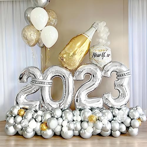 Image of 40 Inch Silver Number Balloons, Helium Mylar Foil Number Balloons for Birthdays, Number 2 Balloon for Party Wedding Bachelorette Birthday Bridal Shower Anniversary Celebration Party Decorations