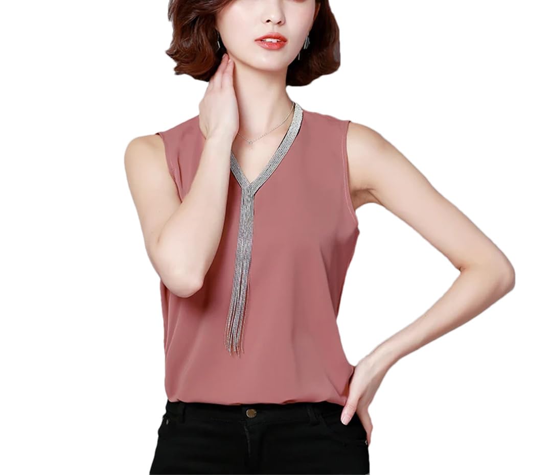 Top da donna in seta estiva casual allentato scollo a V raso gilet
