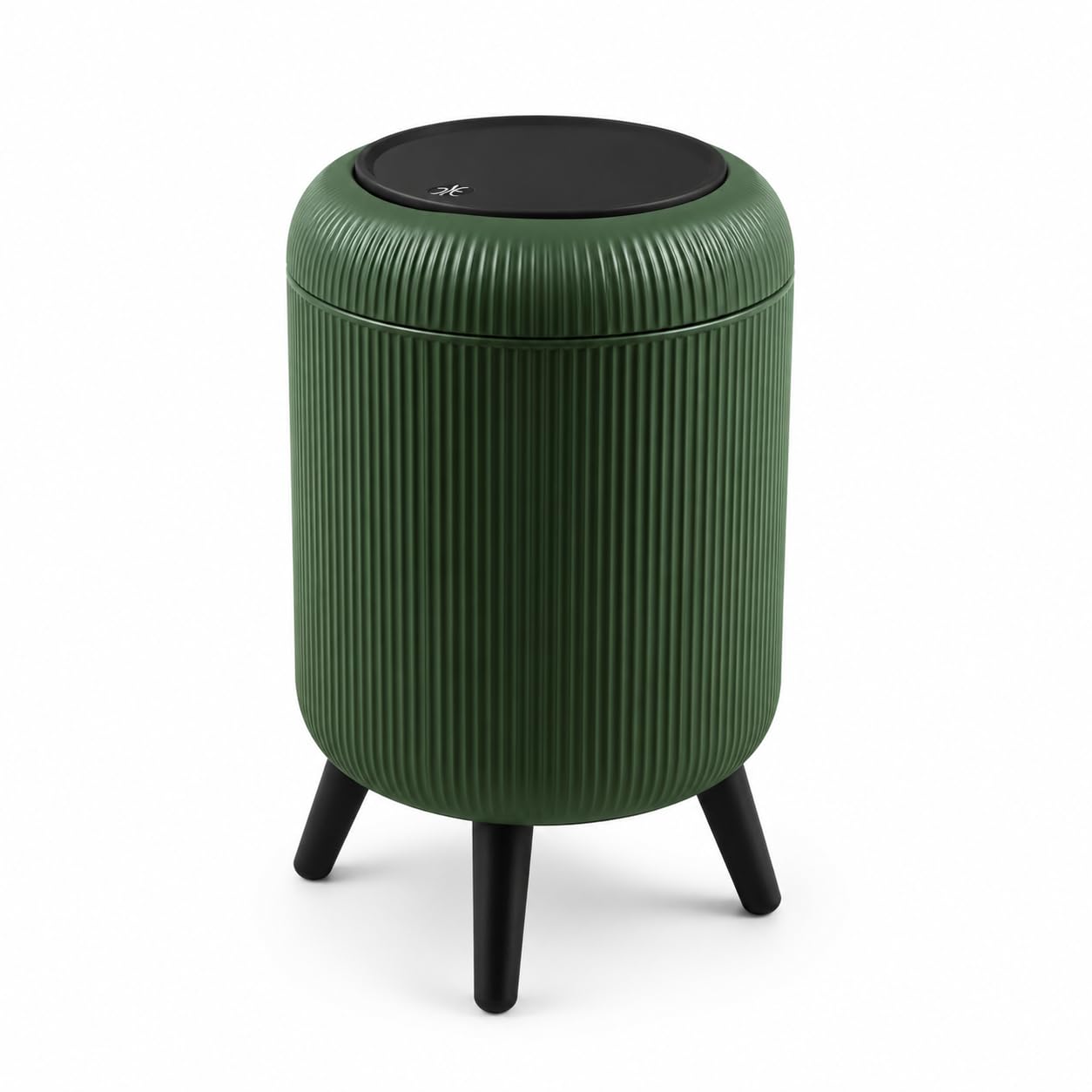 Modern Ribbed Plastic Dustbin with Lid & Legs | Multipurpose Waste Bin for Bathroom, Bedroom, Office & Living Room | Dark Green-image-47