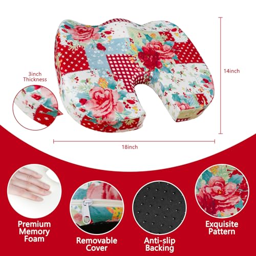 Image of Tailbone Pain Relief Cushion, Memory Foam Seat Cushion for Coccyx Sciatica Pain Pressure Relief Office Desk Chair