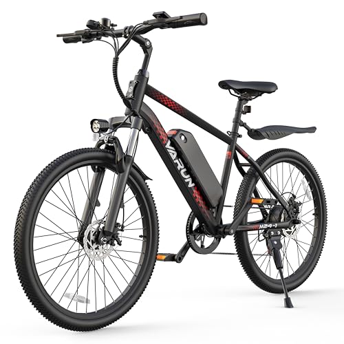 VARUN Electric Bike for Adults - Peak 500W 20MPH Up to 40Mile Commuter Ebike with Removable Battery,24" All Terrain E-Bikes with Shock Absorber, 7-Speed Fork Suspension and Dual Disc Brakes