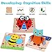 INNOCHEER Wooden Animal Jigsaw Puzzles for Toddlers, Educational Toys with 6 Pcs Chunky Bright Vibrant Color Shapes Lovely Animal, Extra Drawstring Bag for Easy Storage