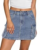 luvamia Jean Skirts for Women Denim Skirt Women Short Cargo Skirts for Women Daylight Blue Jeans Skirts for Women Denim Jean Skirt Women Stretchy Mini Skirt Size X-Large Fits Size 16 Size 18