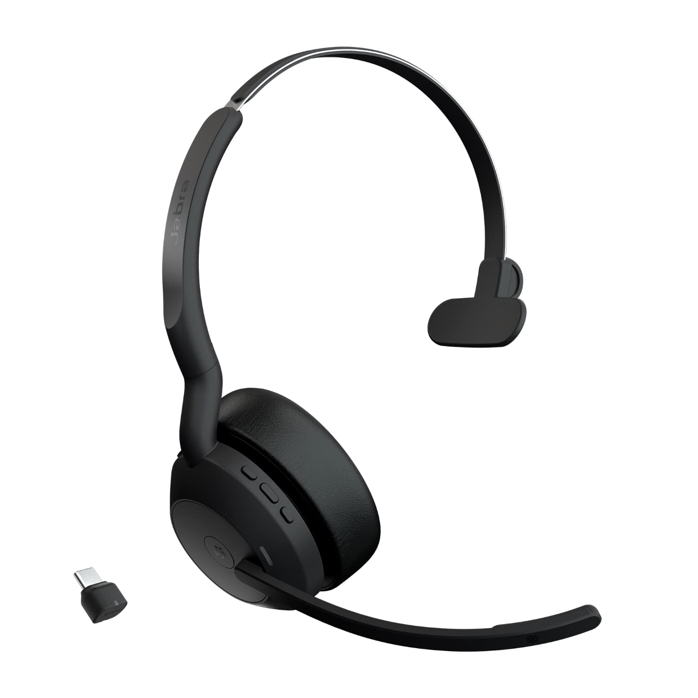 Jabra Evolve2 55 Micro-casque sans fil mono avec technologie Jabra Air Comfort, micros à réduction de bruit et ANC. Certifié MS Teams, fonctionne avec toutes les plateformes - Noir