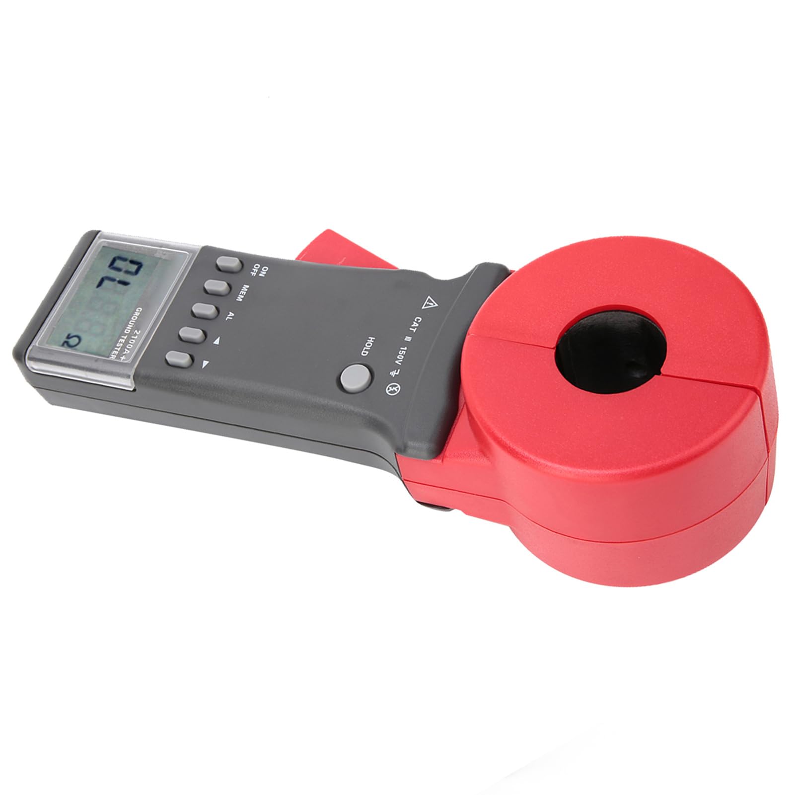 Asixxsix Pince Ampèremétrique Numérique, RÉSISTANCE 0,01-200Ω, Pince de Terre Ct de Serrage, pour Mesure de la Rémission de la Terre, Avec Écran LCD à 4 Chiffres et Alarme Sonore