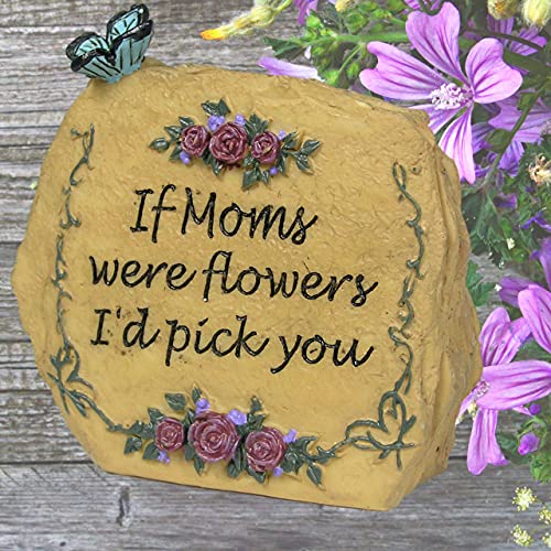 Banberry Designs Mom Message Rock - Butterflies & Flowers Decorations And Mom Poem - Gifts For Her - Birthday Gifts For Mom - Mother-In-Law - Approximately 3 1/2" H #TOP4