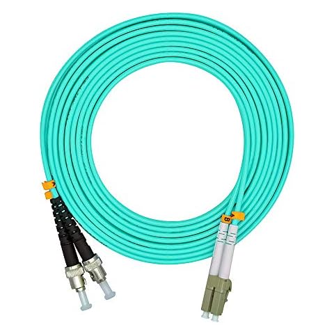 Jeirdus 2Meters 6ft LC to ST Duplex OM3 10G Multimode Fiber Optic Cable Jumper Optical Patch Cord 50/125 LC-ST Cover