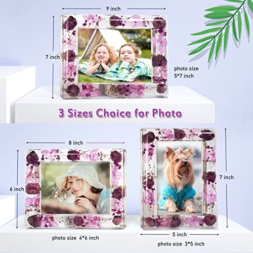 Fonmy 5X7 Picture Frame Purple Flower Acrylic Frame For Wall Decor And Tabletop Display Worth Memorial Gifts Picture Frames Unique Photo Frame With Pink Dried Flowers As Home Decoration #TOP4