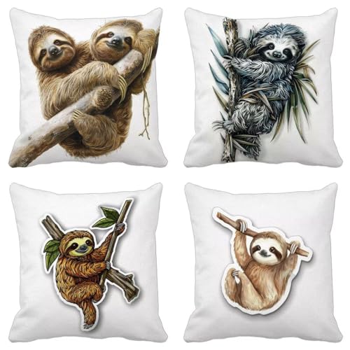 Funda Cojin 50x50cm Juego de 4 Perezoso Cuadrado Ultra Suave Doble Costura Cremallera Oculta Animal Fundas Cojines Exterior Impermeable Jardin Caseta Sofa Cojines Cama Decorativos Salón Dormitorio D-4