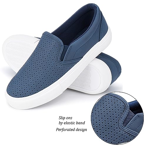 Image of JENN ARDOR Womens Slip On Sneakers Perforated /Quilted Casual Shoes Fashion Walking Flats