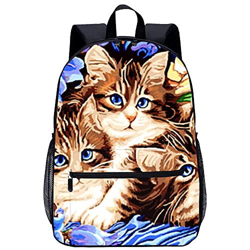 Sac à dos chat 3D 45x30x15cm cartable scolaire ado mixte à la mode