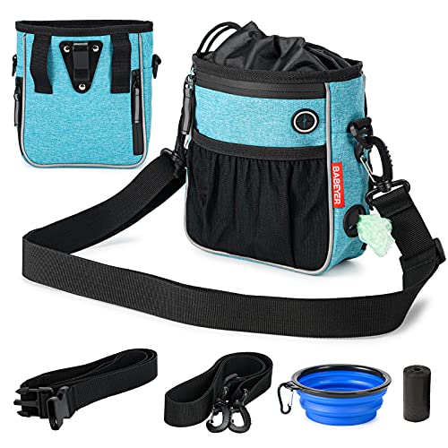 BABEYER Dog Treats Pouch Pet Training Bag, Treats Tote Carry Kibble Snacks Toys for Dog Training Reward Walking-Aqua