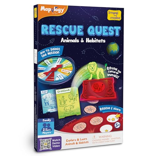 Image of Imagimake Rescue Quest-Animals & Habitats | Spin, Discover & Rescue Animals | Educational Toys |Fun Board Games for Friends & Family Night |Travel-Friendly Indoor Game |Gift for Kids Ages 5,6,7,8,9,10