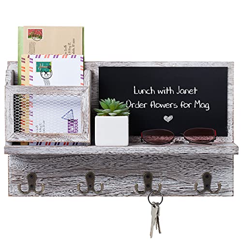 Makuzo Farmhouse Key Holder for Wall - Rustic Key Holder for Wall - Key and Mail Holder - Wall Key Holder - Wall Mount Key Holder