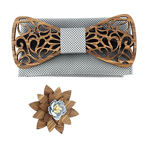 Coffret nœud papillon bois luxe Tony & Paul Volute gris et soie Paisley
