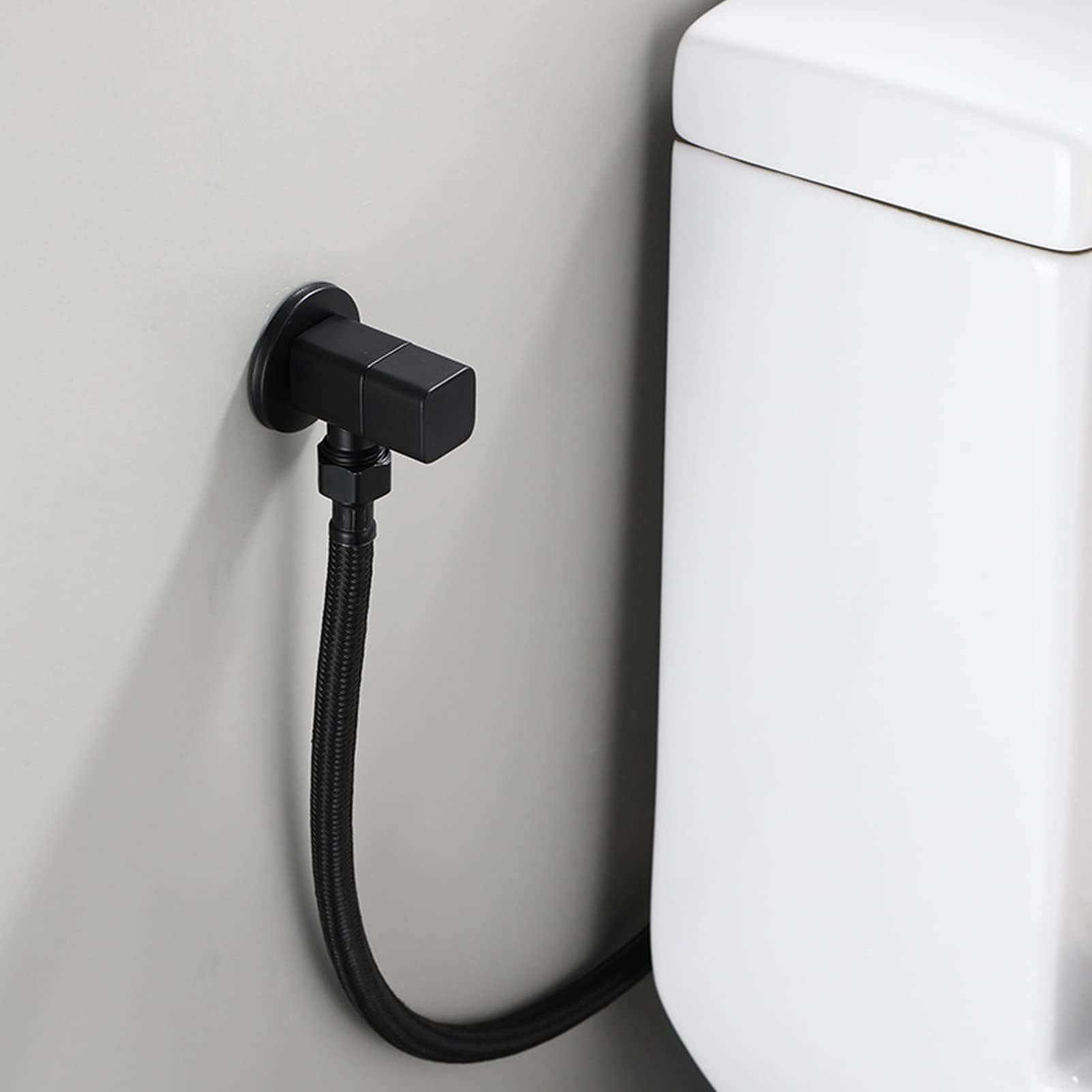 Valvola di Arresto Ad Angolo Quadrato, G1/2 "In Ottone Nero Opaco Valvola di Arresto Miscelatrice Valvola di Arresto Acqua per Bagno Wc Lavabo (Nero*2)