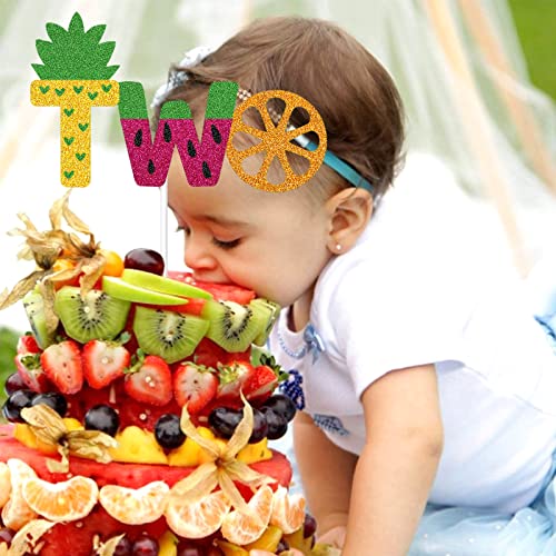 2Nd Birthday Cake Topper Second Fruit Pineapple Watermelon Orange Summer Baby Shower Party Supplies Decorations #TOP4