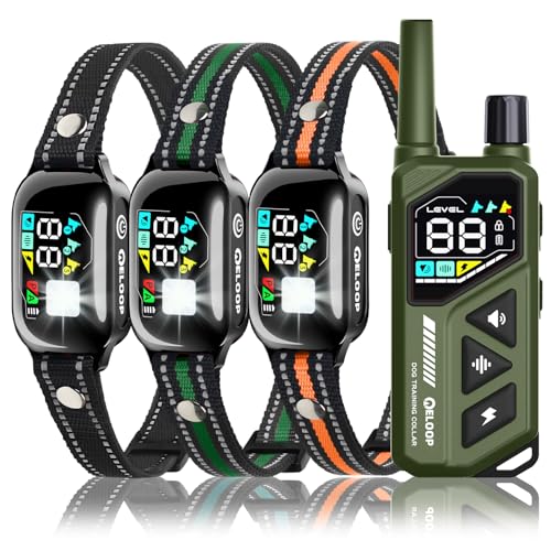 ELOOP Dog Shock Collar for 3 Dogs - 3300FT Dog Training Collar with Remote IPX7 Waterproof Electric Collar with 3 Training Modes, Rechargeable AI Smart Anti-Barking Device with Three Receiver Collars