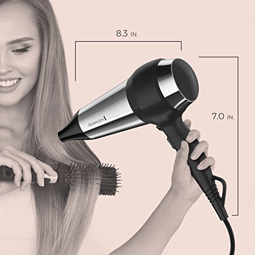 Image of Remington Impact Resistant Hair Dryer, 1875-Watt Blow Dryer with Tourmaline, Titanium & Ceramic Technology, 3 Heat, 2 Speed Settings, Cool Shot, Diffuser & Concentrator Attachments