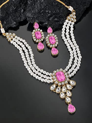 Image of Peora Crystal Faux Pearl Jewellery Gift Set for Women