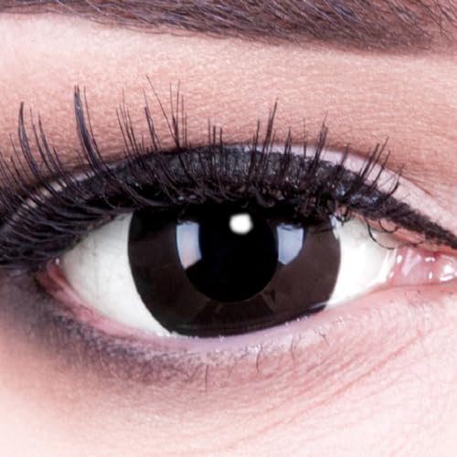Farbige Mini Sclera Halloween Kontaktlinsen Black Out - 17mm MeralenS Horror Lenses inkl. Behälter - 1Paar (2 Stück)